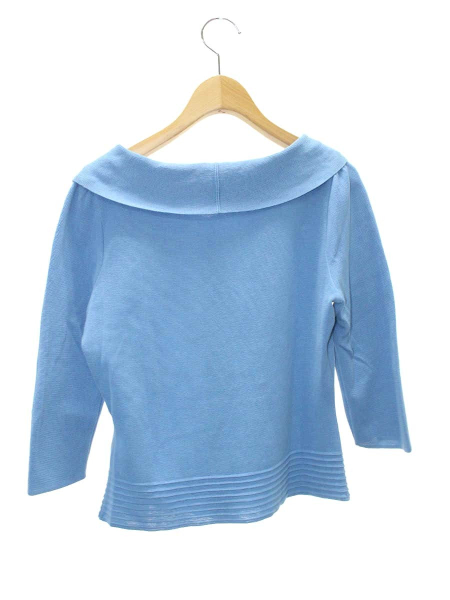 エムズグレイシー 118302 カーディガン 38 ブルー カメリアボタン 襟付き ITAPLL1B8W1C