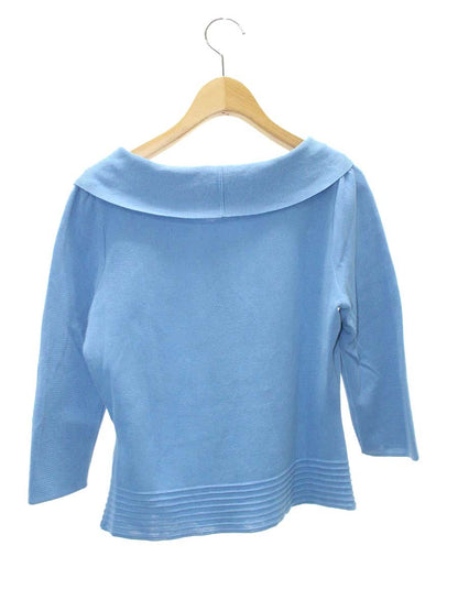 エムズグレイシー 118302 カーディガン 38 ブルー カメリアボタン 襟付き ITAPLL1B8W1C