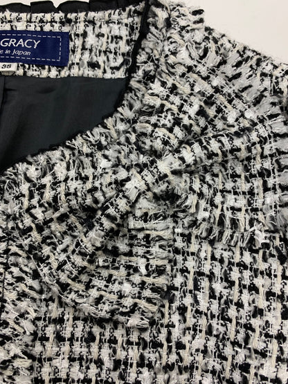 エムズグレイシー モノトーンファンシーツィードジャケット 414517 38 ホワイト IT3KRZYB85I8