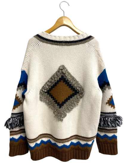 ウィークエンドマックスマーラ 53460293 6 70 カーディガン S アイボリー ローゲージ フリンジ ITDMQY39NFCG 【SALE】