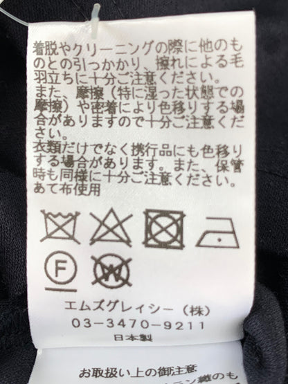 エムズグレイシー 815333 シャツ ブラウス 38 ネイビー ティアード 異素材 袖リボン ITRIHRH628C4