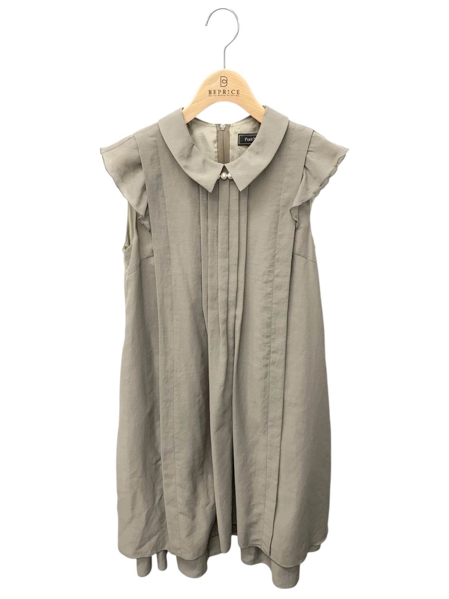 ポンヌフ BA1063 ワンピース 1 カーキグリーン 衿付き 袖フリル ITJ7IC9JW8TE