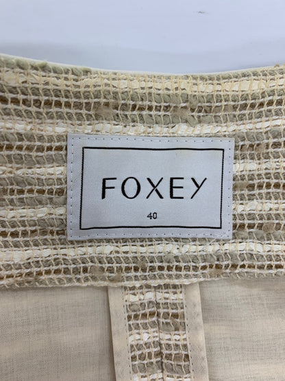 フォクシーブティック コート Mille Feuille 35302 40 ベージュ ツィード 合皮レザー ITDXVA9VYGAN