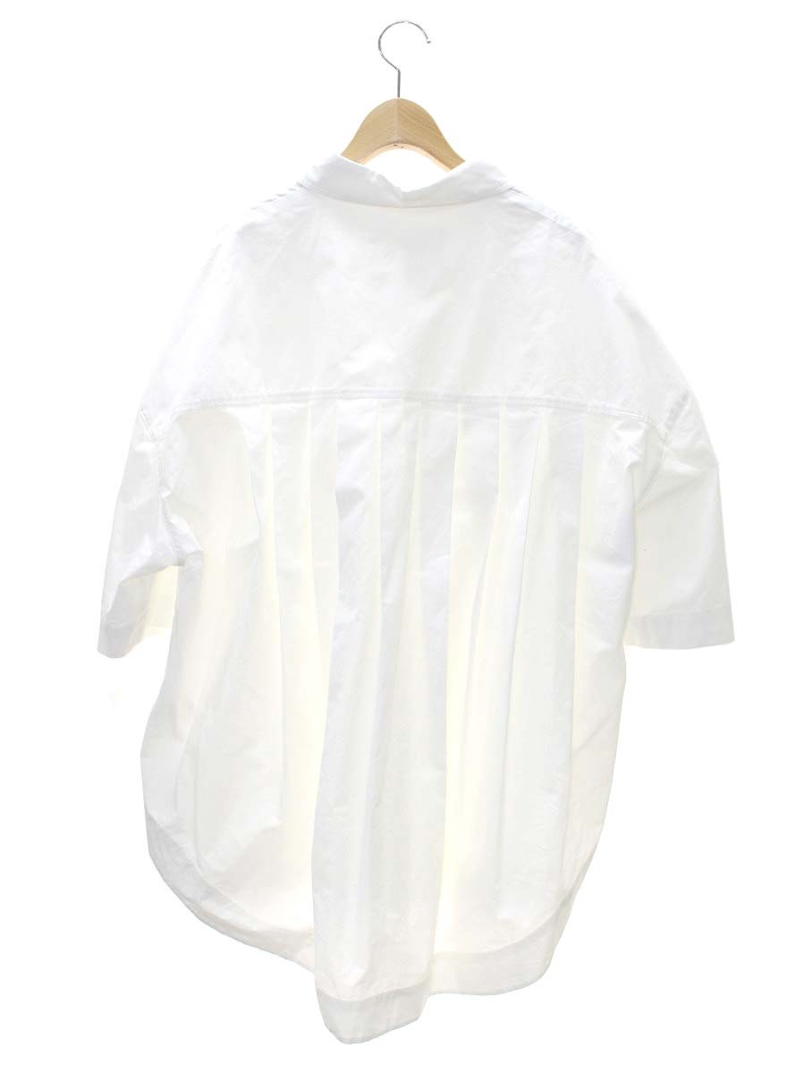 ユノイア back pleats shirts M ホワイト ハーフスリーブ オーバーサイズ IT6PC2D9T0B4 【SALE】