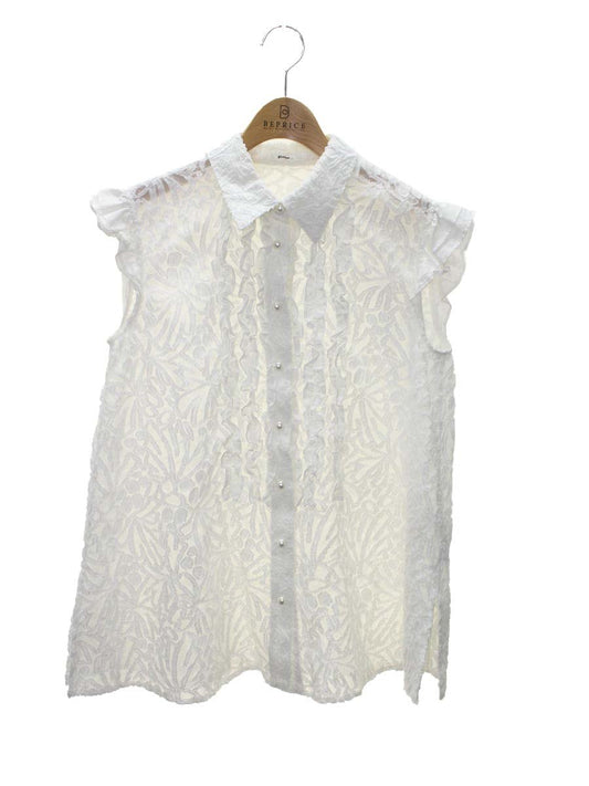 ルネ 6111110 36 ホワイト コーティングパール ブラウス ノースリーブ ITCGUM3DTNEA