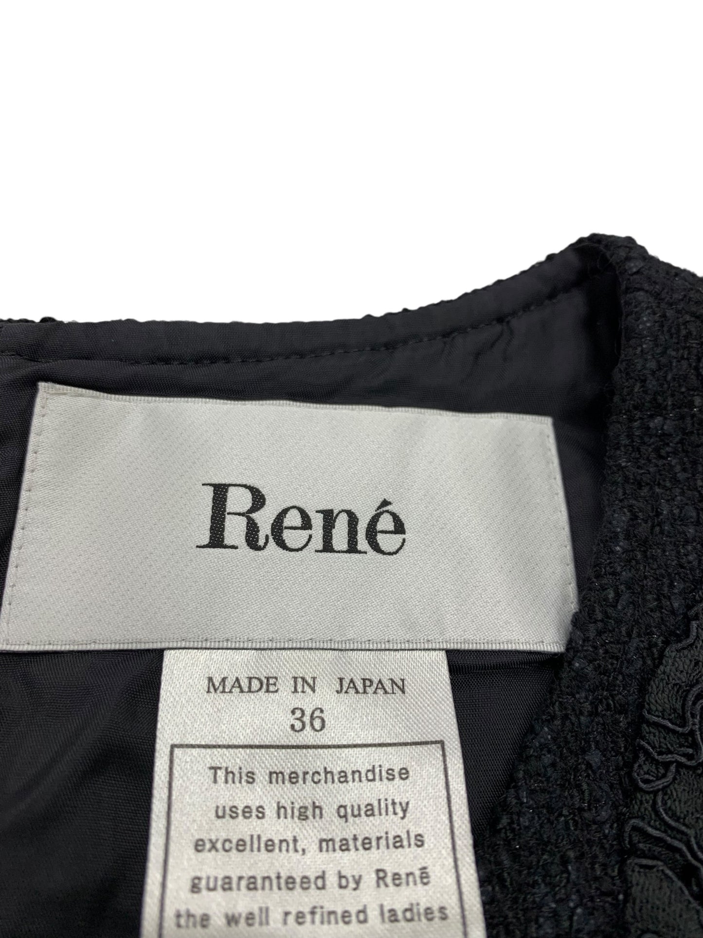 ルネ 6146160 ワンピース 36 ブラック ツイード調 リボンモチーフ ITBL92JDHXH5