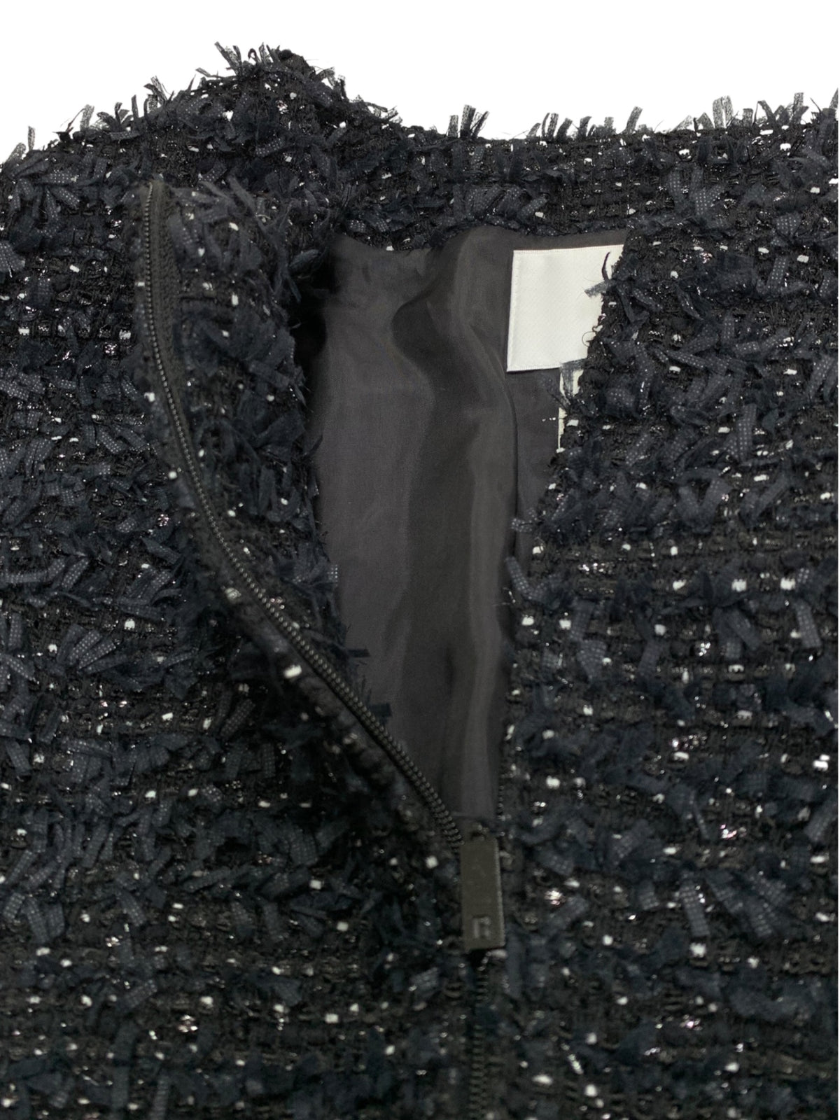 ルネ 6143177 36 ブラック TISSUE ノーカラー ツイード コート ITAG1EOGM820