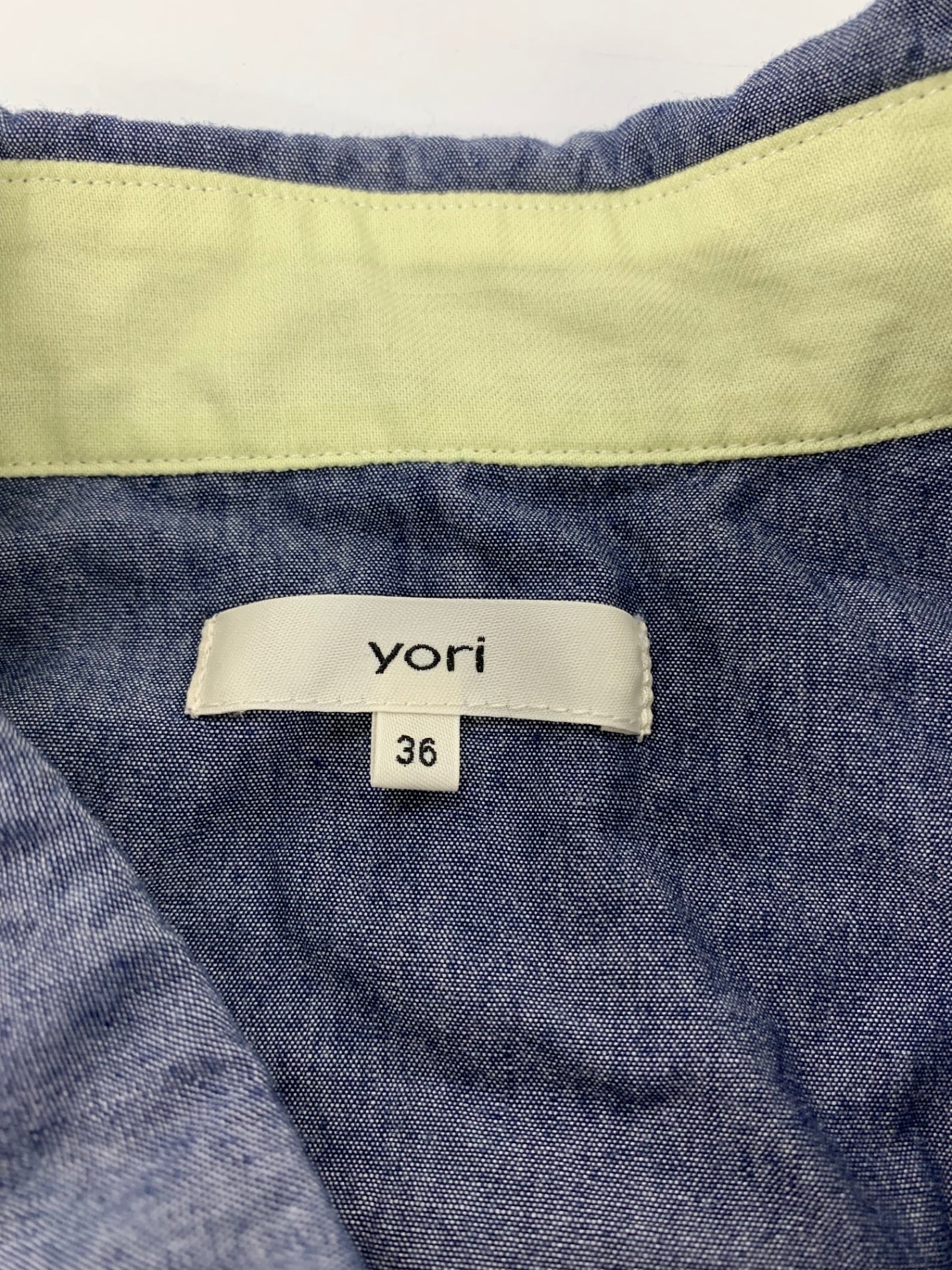 ヨリ YR21-24010SP ブラウス 36 ネイビー デニム調 ITULYQD8ZWVW