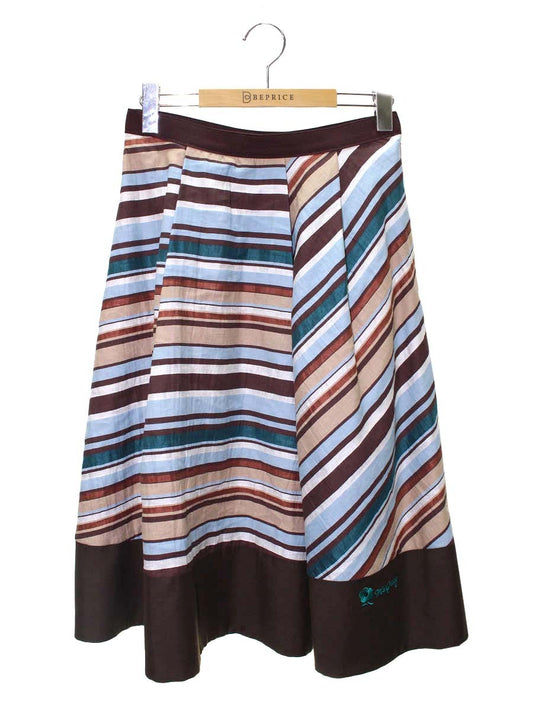 エムズグレイシー 017330 スカート 38 マルチカラー バイアス柄 ワンポイント 刺繍 IT1CZJCZX7DC