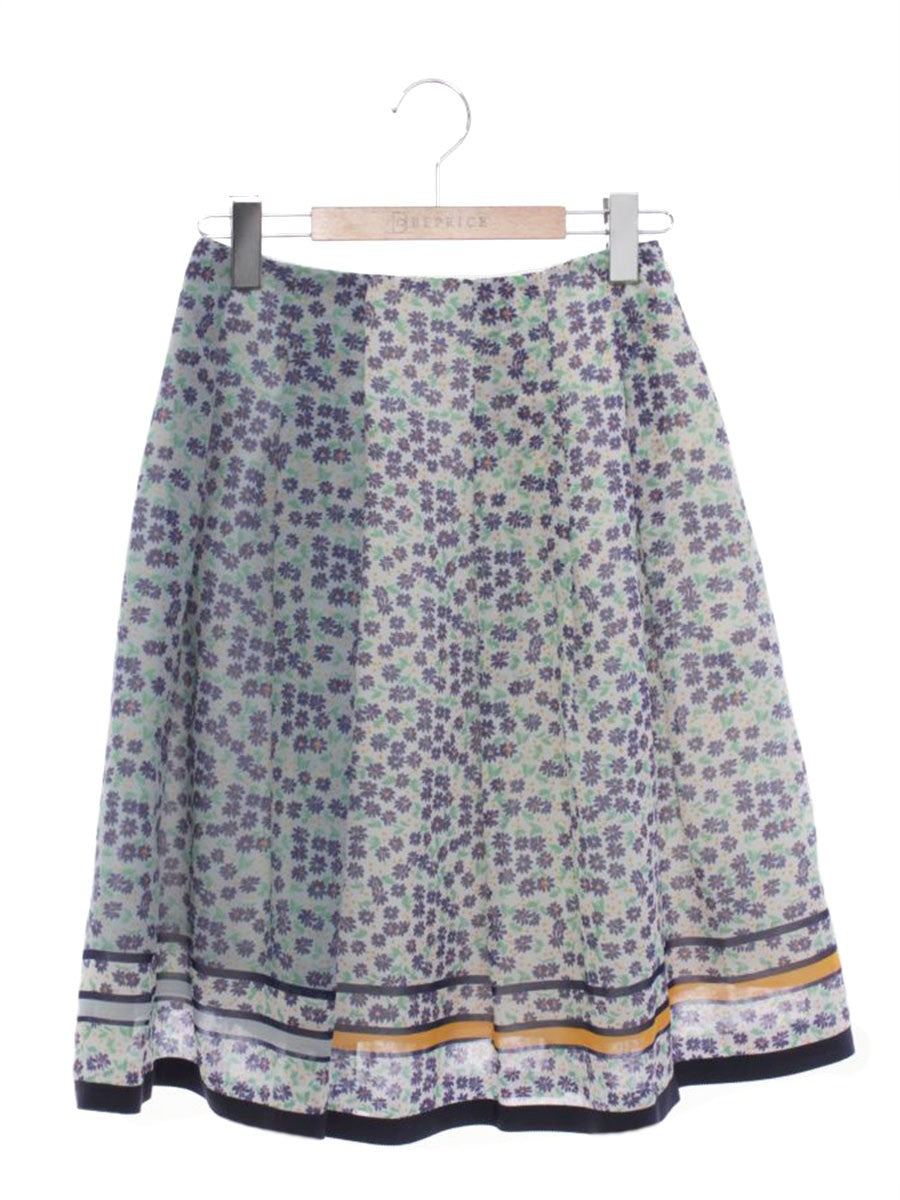 エムズグレイシー 017331 スカート 36 ライトブルー フラワーモチーフ 花柄 総柄 ITCVOK7YYUR5