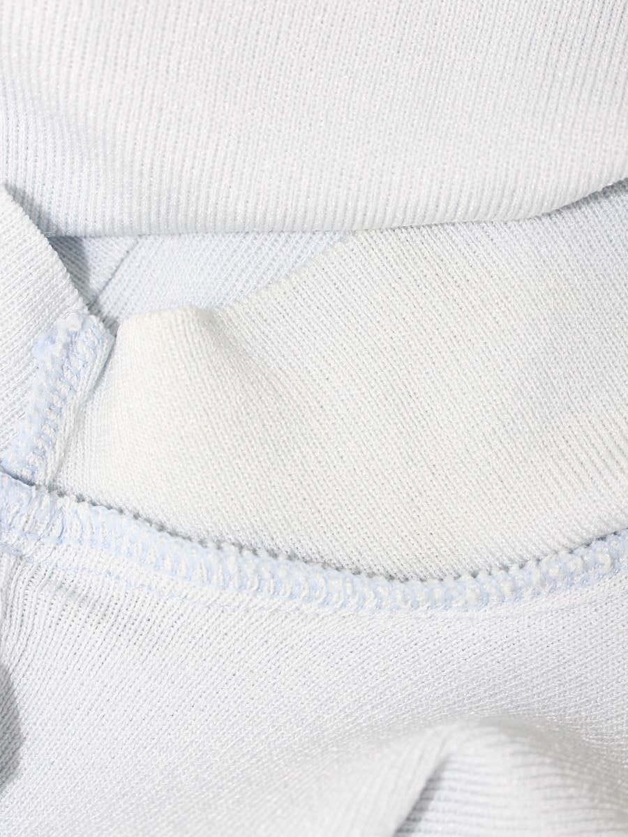 ルネ 6712070 ニット 36 ブルー 袖リボン ロゴ スクエアネック ITCVH0U2MRL4