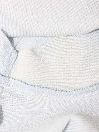 ルネ 6712070 ニット 36 ブルー 袖リボン ロゴ スクエアネック ITCVH0U2MRL4