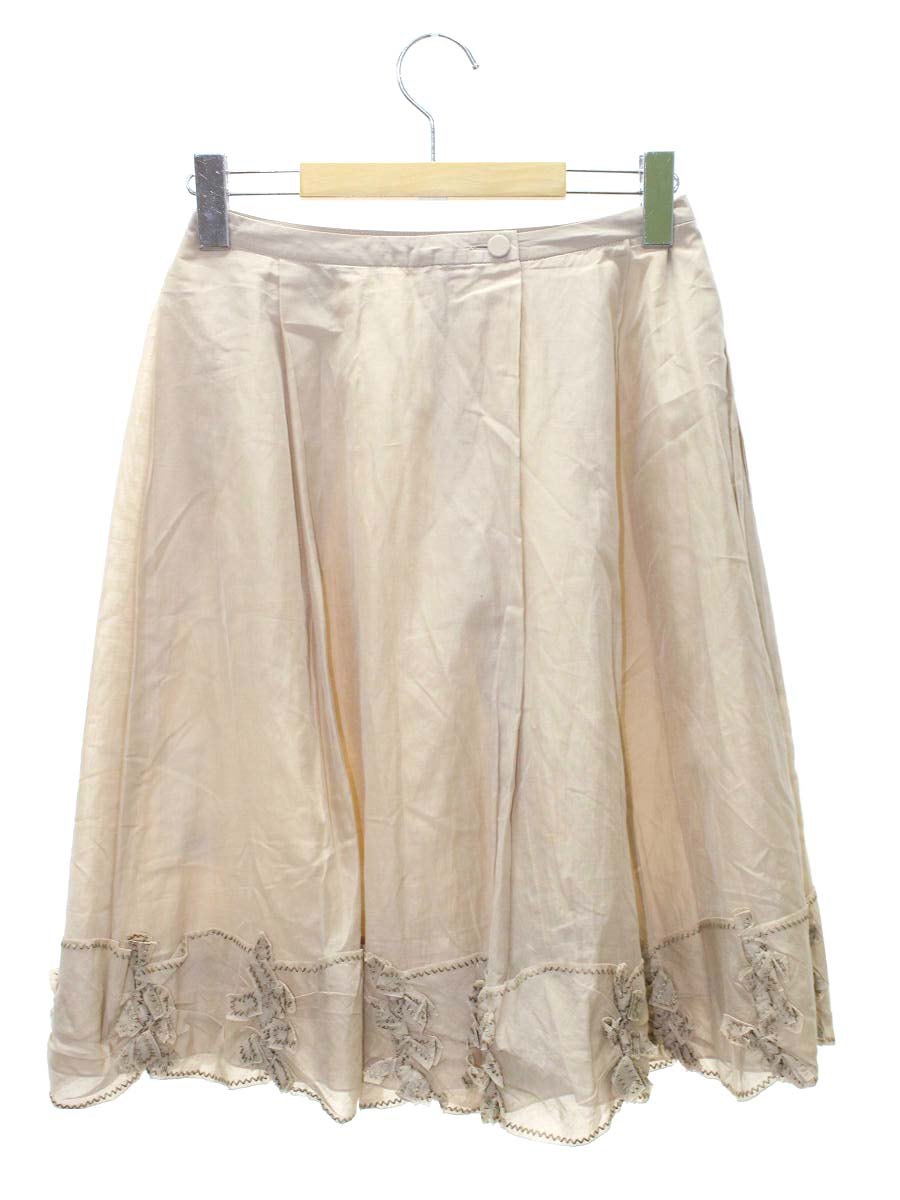 フォクシーブティック 25149 スカート 38 ベージュ シルクコットン ITNMKAUW7CZG