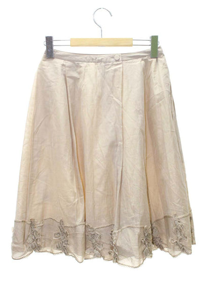 フォクシーブティック 25149 スカート 38 ベージュ シルクコットン ITNMKAUW7CZG