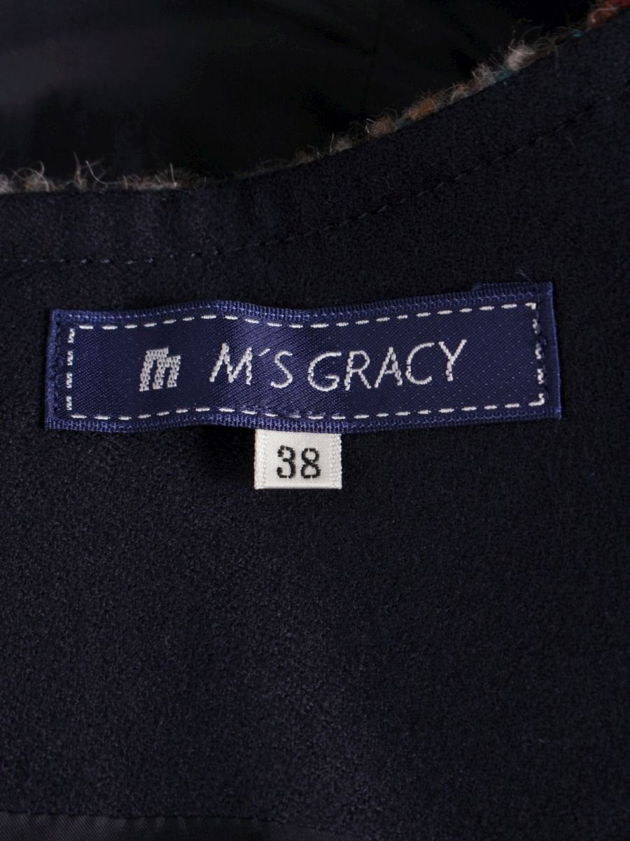 エムズグレイシー 221711 ワンピース 38 マルチカラー ツイード リボン ITHTCXQQJTP4