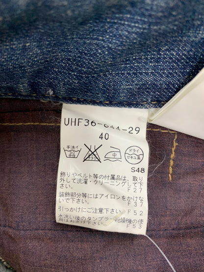 トゥービーシック UHF36-644-29 デニムパンツ 40 ブルー スパンコール リボンチャーム ITBWJHYO50CK