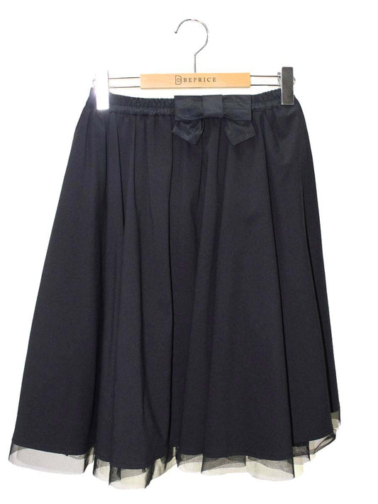 エムズグレイシー 527310 スカート 36 ブラック フレア リボン IT2Q9RJG7P26