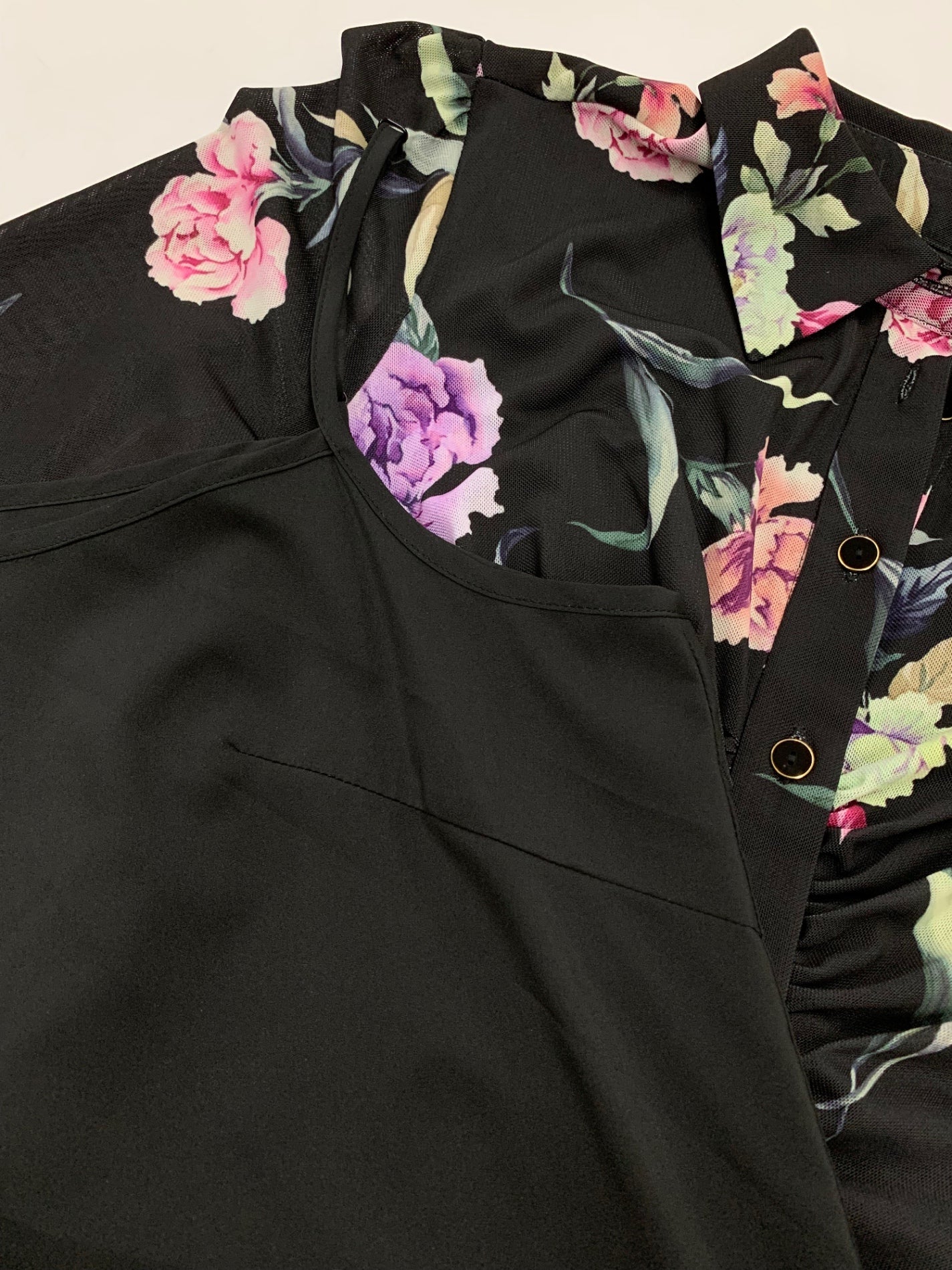 ダイアグラム 03233-32091 ワンピース 36 ブラック 花柄 ITH3HL87YVCL