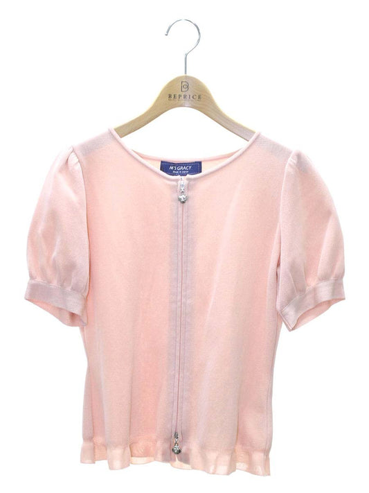 エムズグレイシー 018356 カーディガン 38 ピンク カメリアジップ ITG4B9UDSHZ8