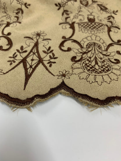 ギャラリービスコンティ 1368400 2 ブラウン ファネルネック フリル 刺繍 ワンピースセットアップ ITOX29HHXTHC