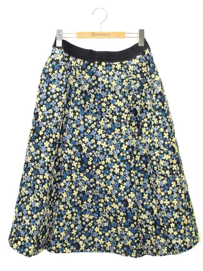 トゥービーシック W7S08-258-60 スカート 44 ブラック フラワーモチーフ エンボス フレア IT3Z3AVCZ0X8