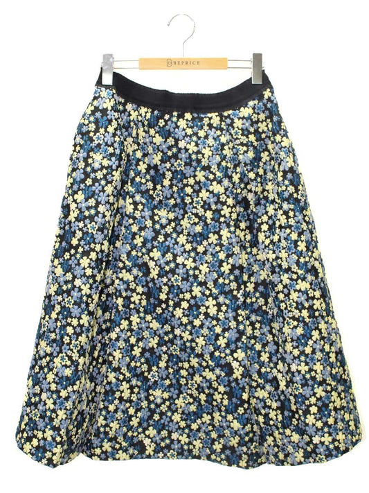 トゥービーシック W7S08-258-60 スカート 44 ブラック フラワーモチーフ エンボス フレア IT3Z3AVCZ0X8