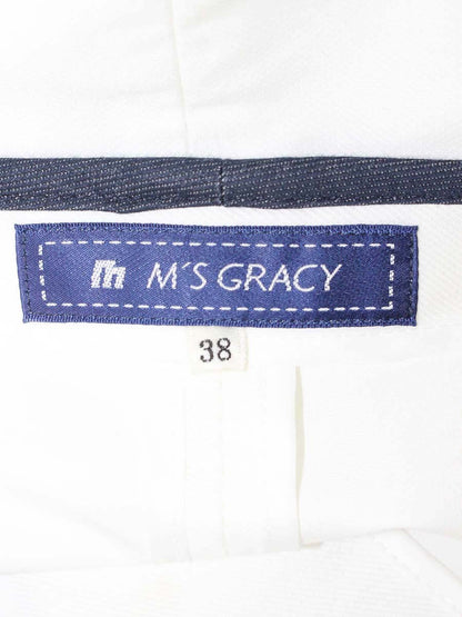 エムズグレイシー 424304 ジャケット 38 ホワイト ノーカラー ステッチ ITFSLGT96KIS