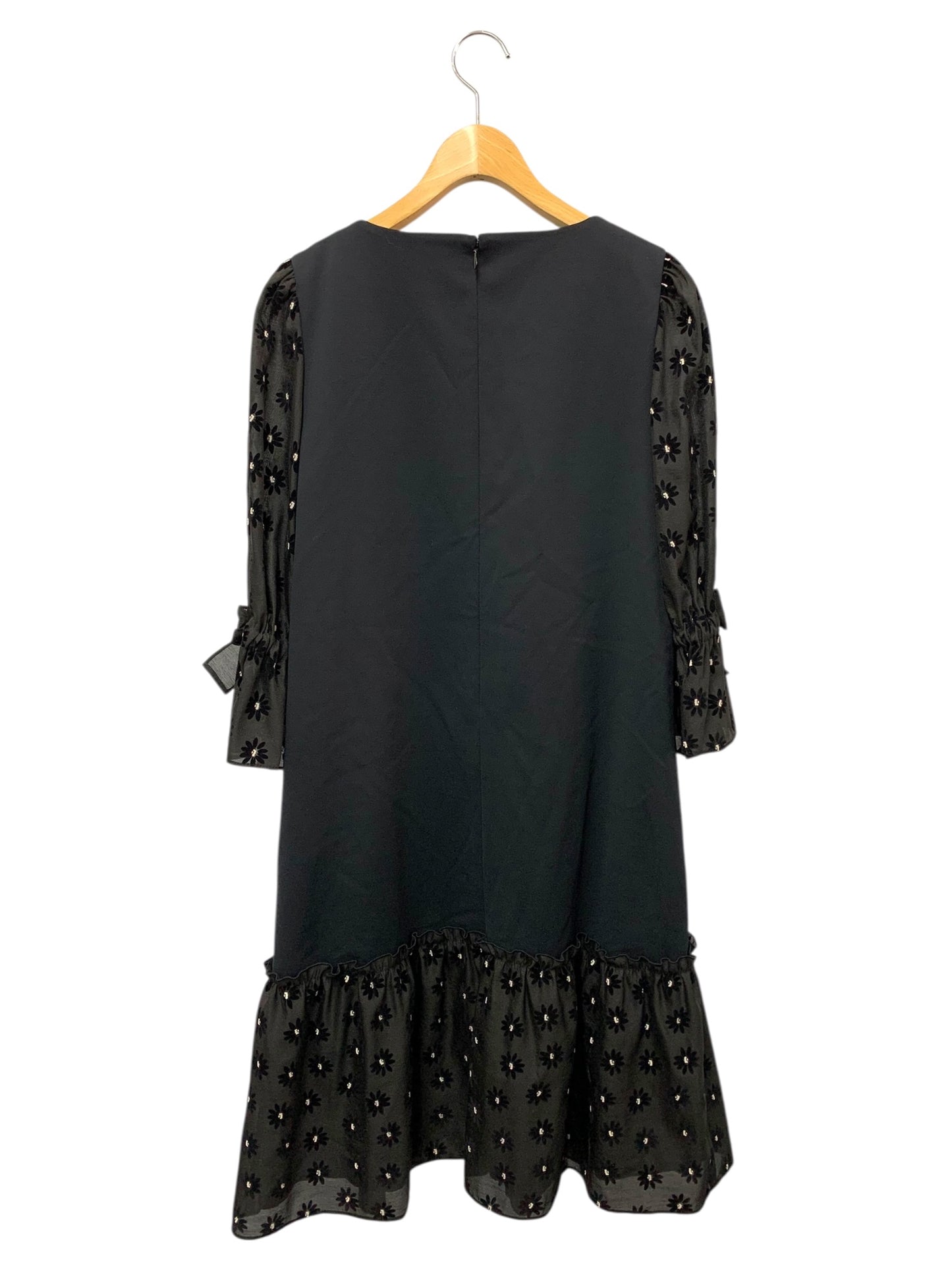 エムズグレイシー 211119 ワンピース 40 ブラック マーガレットモチーフ IT58J2QZUHI0