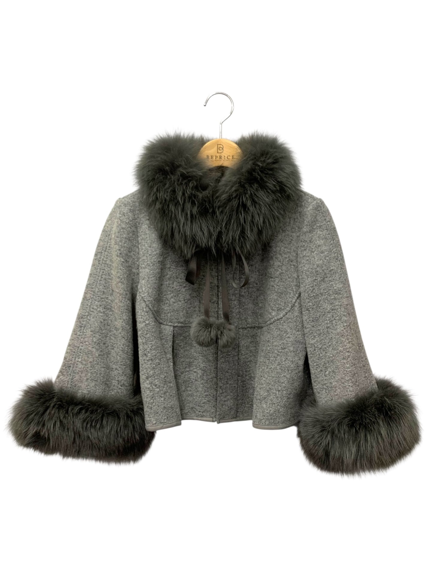 トゥービーシック ZKA23-953-07 コート グレー ショート フォックス レッキスラビット ファー 2way IT24TM55C0XN