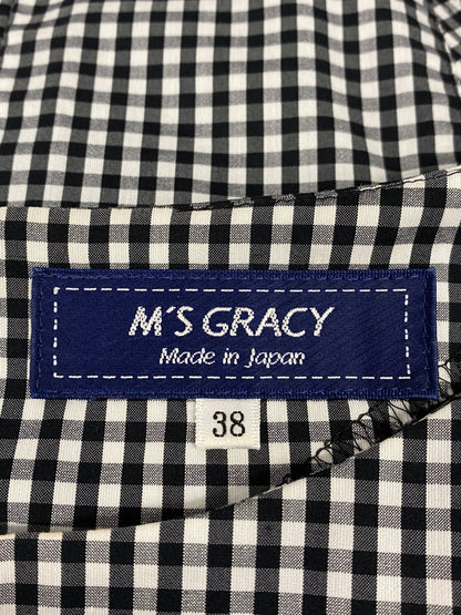 エムズグレイシー 810503 ブラウス 38 ブラック/ホワイト フリル ギンガムチェック ITOITAXZQEOM