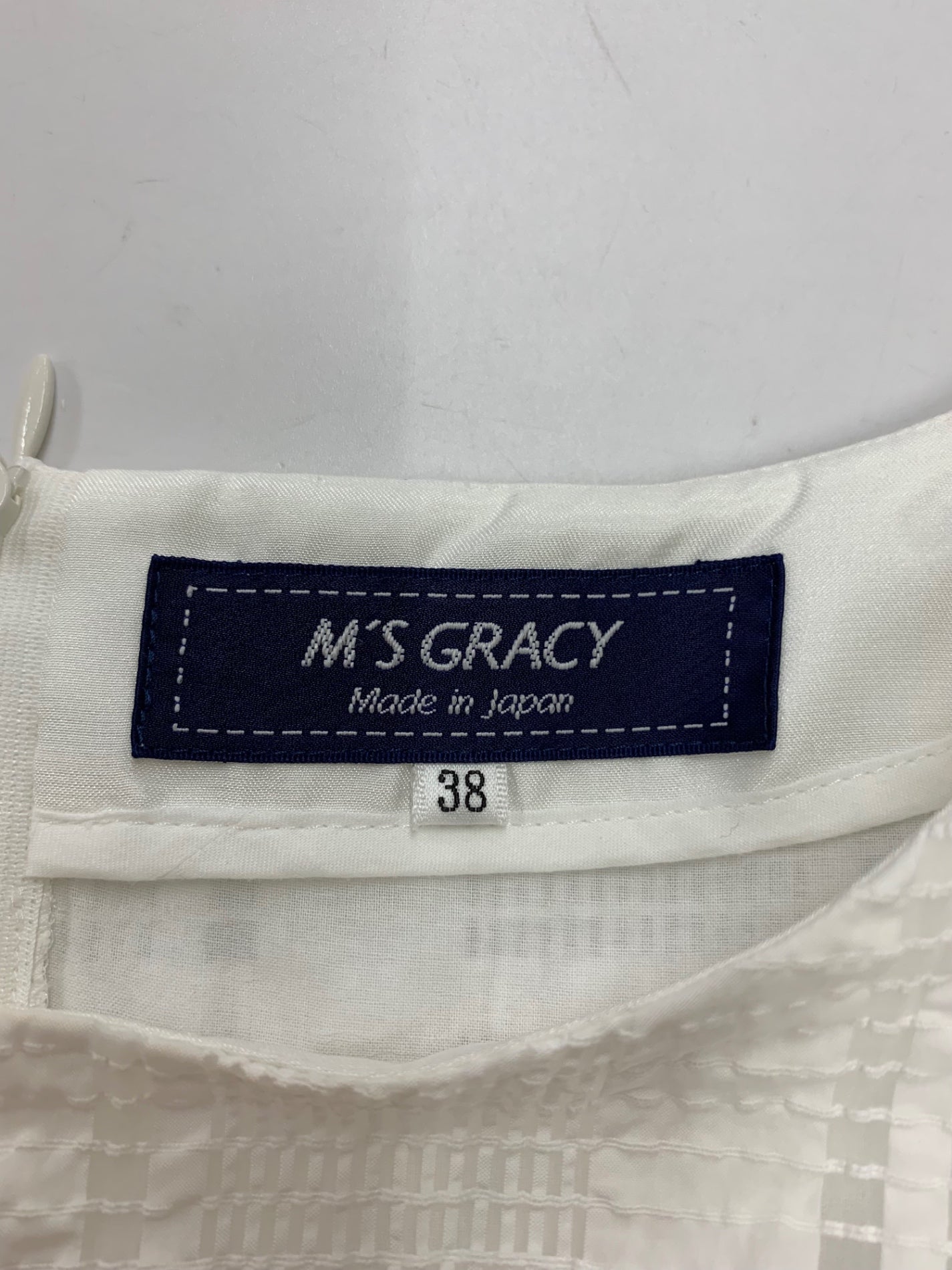 エムズグレイシー 411341 ワンピース 38 ホワイト シアー チェック 格子柄 ITLU90WKCW6P