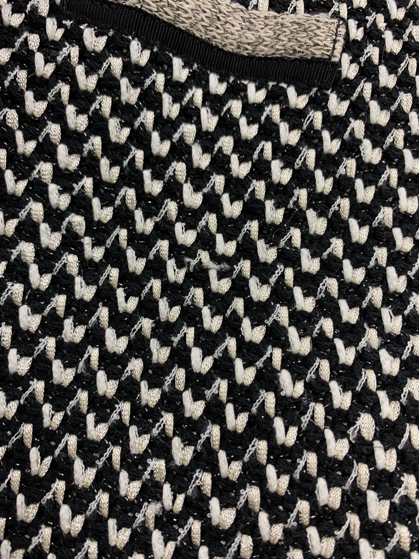 フォクシーブティック Platinum Tweed 35326 ジャケット 38 ブラック ツイード ノーカラー IT02W3T2GIIL