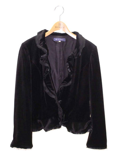 エムズグレイシー 654001 ジャケット 40 ブラック ベロア フリル 1B ITTVEBA8RAO0