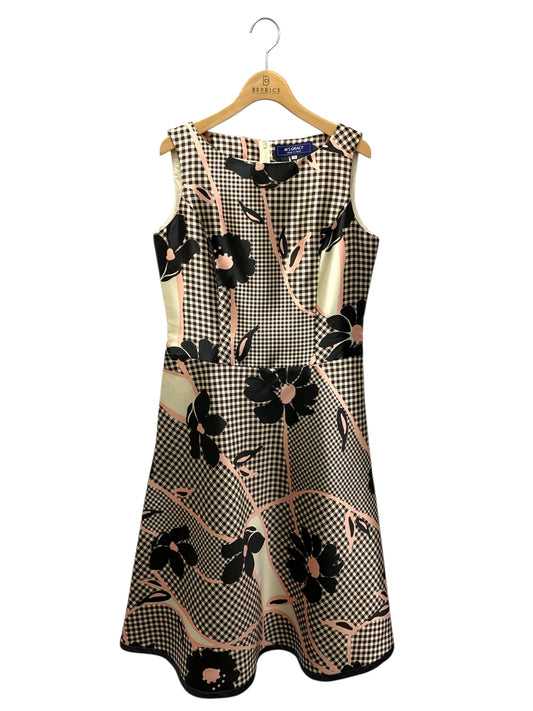 エムズグレイシー Check x Flower One-piece 911310 ワンピース 40 ベージュ ITU48DJWSP5E