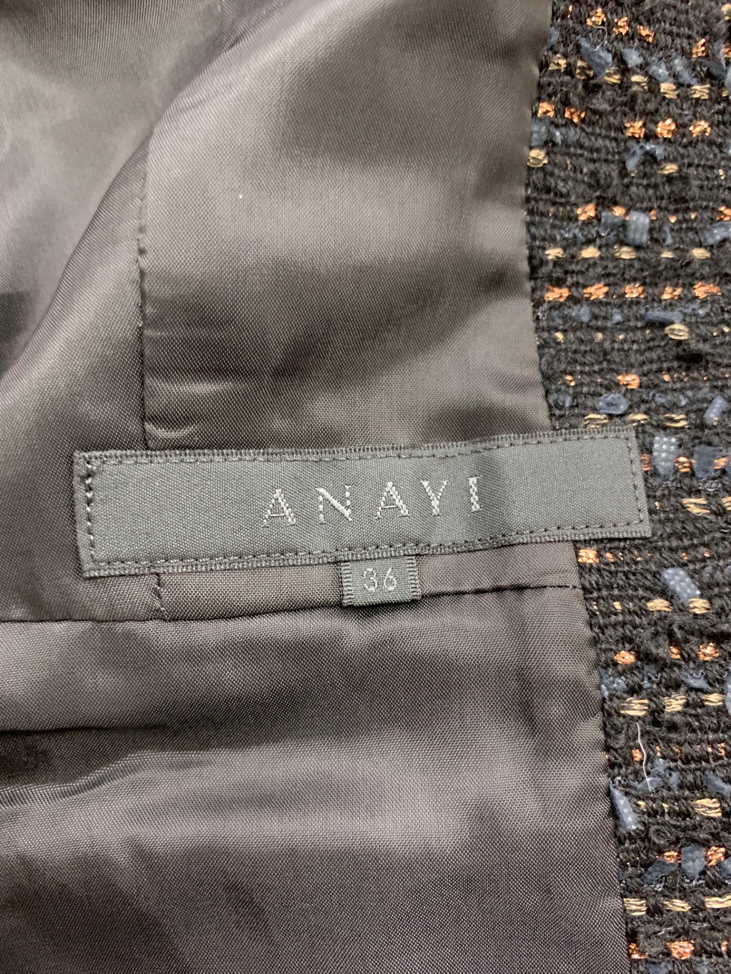 アナイ 10021-24-95-360/14021-24-95-360 ワンピーススーツ 36 ブラック ツイード IT9IZJCTO65R