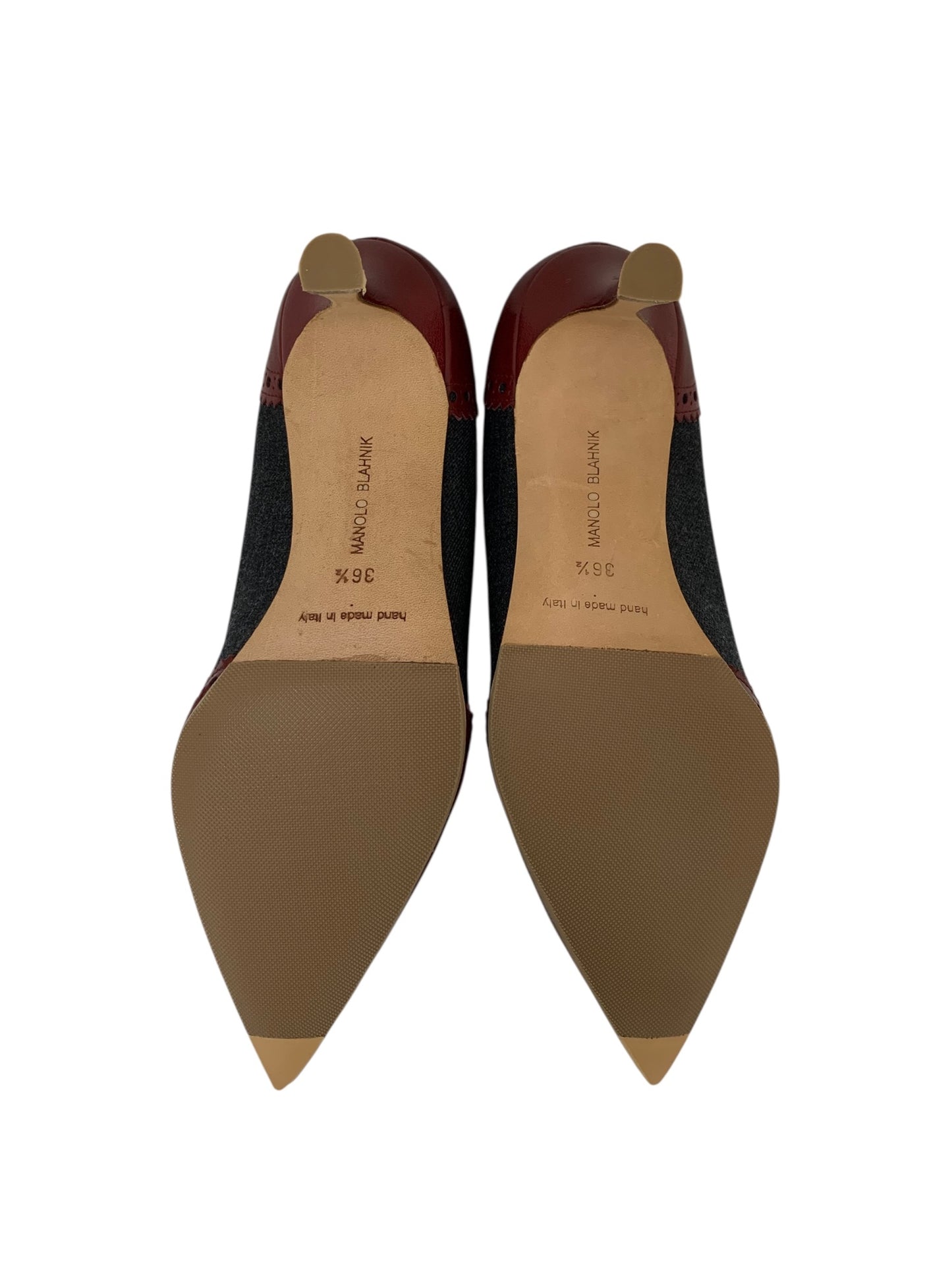 マノロブラニク パンプス 36.5 ボルドー デニム レザー ITI7S939D7LK