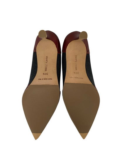 マノロブラニク パンプス 36.5 ボルドー デニム レザー ITI7S939D7LK