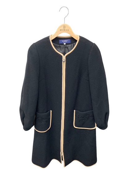 エムズグレイシー 019521 コート 40 ブラック スパンコール刺繍入りジップアップ ITUT9JR0WYSZ