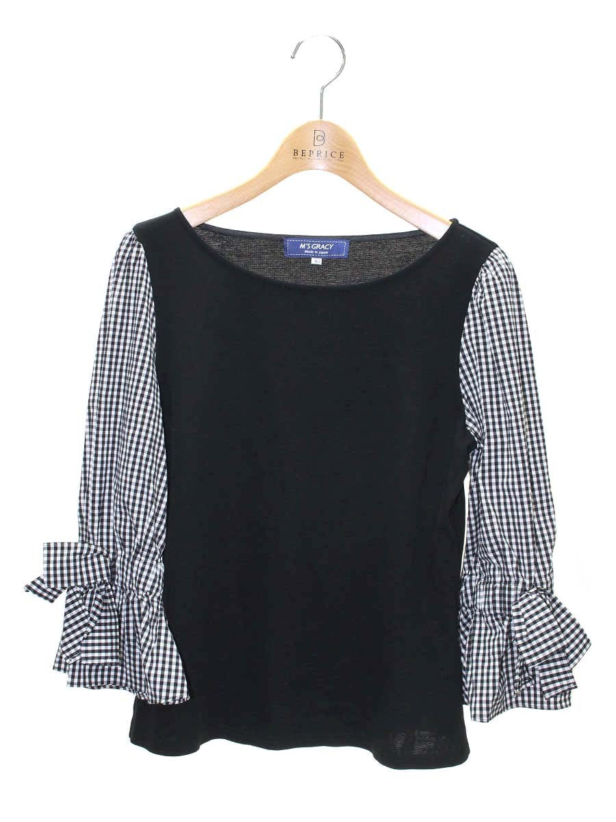 エムズグレイシー 915332-2 カットソー 40 ブラック ギンガムチェック ITWZTXYMFQK8