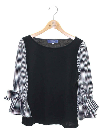 エムズグレイシー 915332-2 カットソー 40 ブラック ギンガムチェック ITWZTXYMFQK8