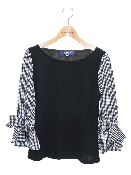 エムズグレイシー 915332-2 カットソー 40 ブラック ギンガムチェック ITWZTXYMFQK8