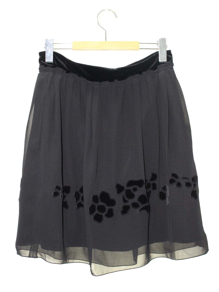 ベロアノワール by フォクシーニューヨーク 26989 スカート 40 ブラック スカート ベロアフラワー ITVTGL4V2UJC
