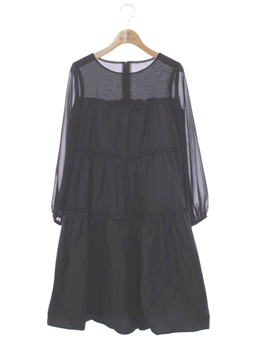 エムズグレイシー 011109 ワンピース 36 ブラック ティアード フレア ITABCBVI6TB8