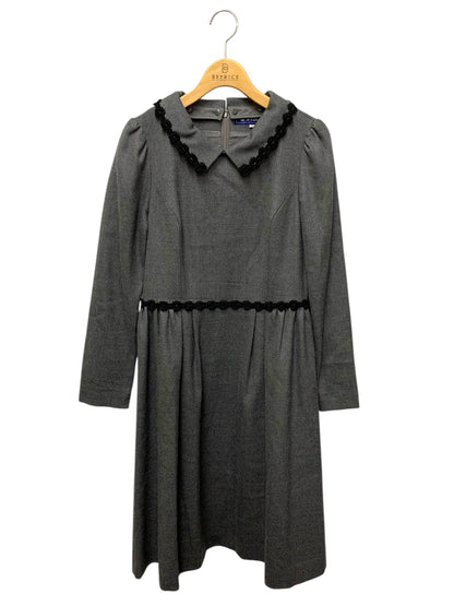 エムズグレイシー 621715 ワンピース 40 チャコール 刺繍 ウール混 衿付き IT2DMGR4KF8W