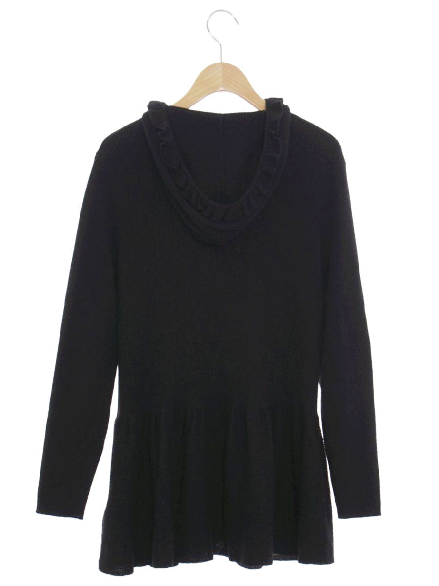 エムズグレイシー 628589 パーカー 40 ブラック カメリアWジップ ニット ITXSGJ58AHNS