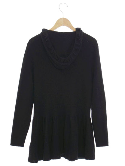 エムズグレイシー 628589 パーカー 40 ブラック カメリアWジップ ニット ITXSGJ58AHNS