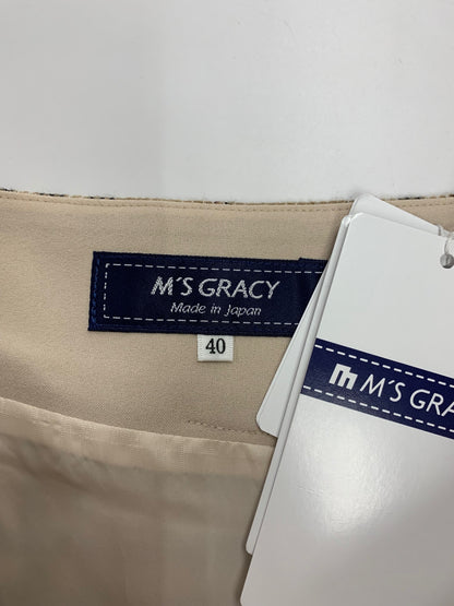 エムズグレイシー チェック柄 ラップ 417607 スカート 40 ベージュ ウール混 IT6IYA63IFG8 【SALE】