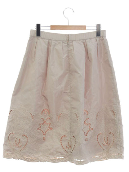 スーパービューティー スカート 42 ベージュ カットワークレース 刺繍 ITR2BBWI7HFC