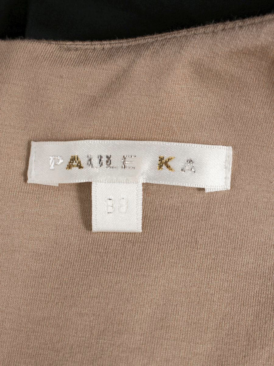 ポールカ 713EAC ワンピース 38 ブラック Vネック リボン タックフレア ITBYLRSXRNGM 【SALE】