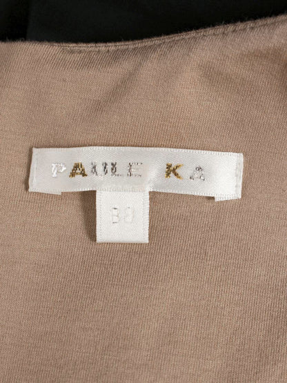 ポールカ 713EAC ワンピース 38 ブラック Vネック リボン タックフレア ITBYLRSXRNGM 【SALE】